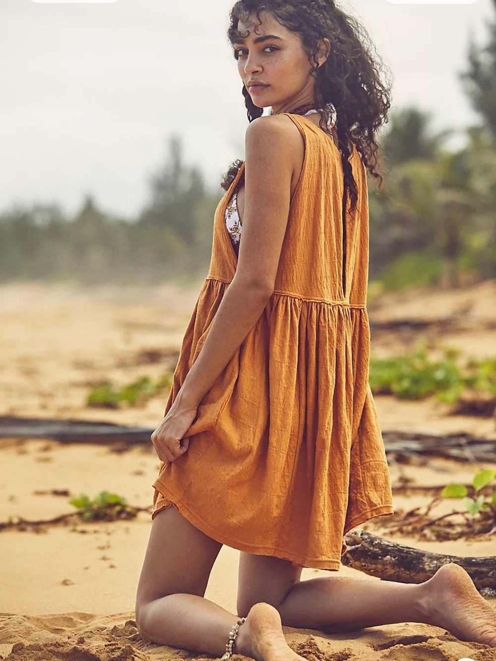 Free People Im Still Obsessed Black Sleeveless Mini Beach Dress